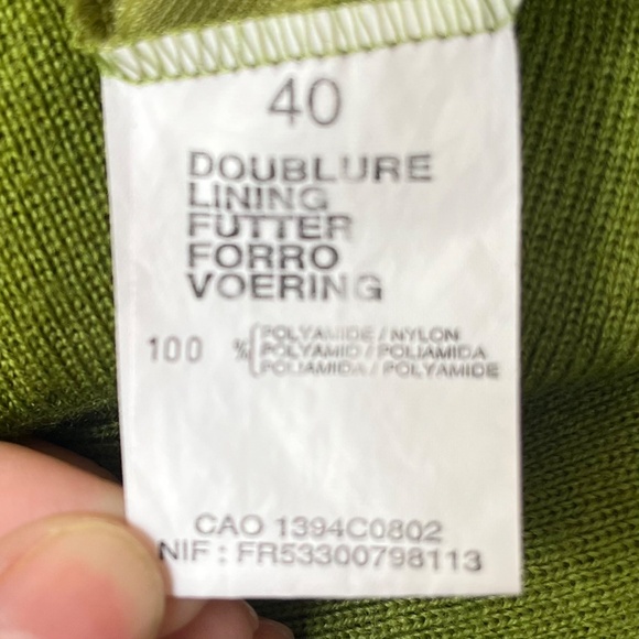 Vintage Kasha de Rodier 80s Women's Wool Sweater Skirt, Olive Green, Size 8 - Picture 8 of 9